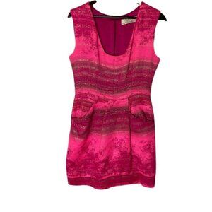 Lela Rose Square Neck Pink Knit Sheath Dress Size 8